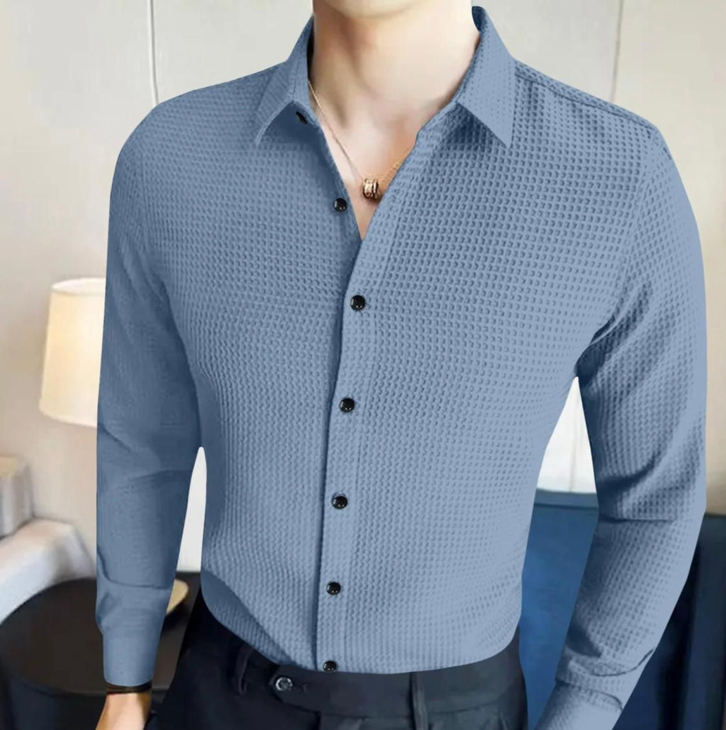 Business Waffle Designer Fashion Men's Shirt